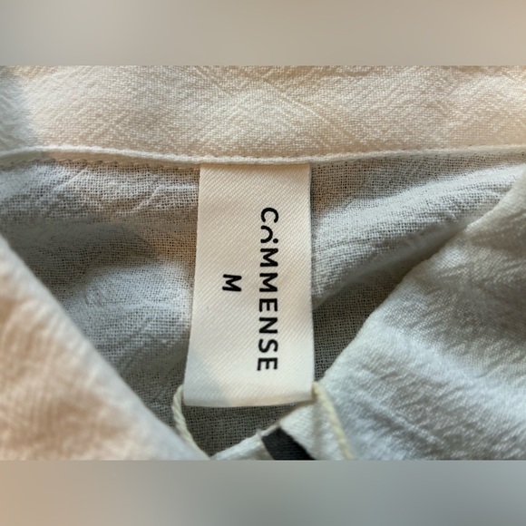 Commense White Cotton & Linen Contrast Trim Shirt. Size Medium. NWT - Picture 7 of 15